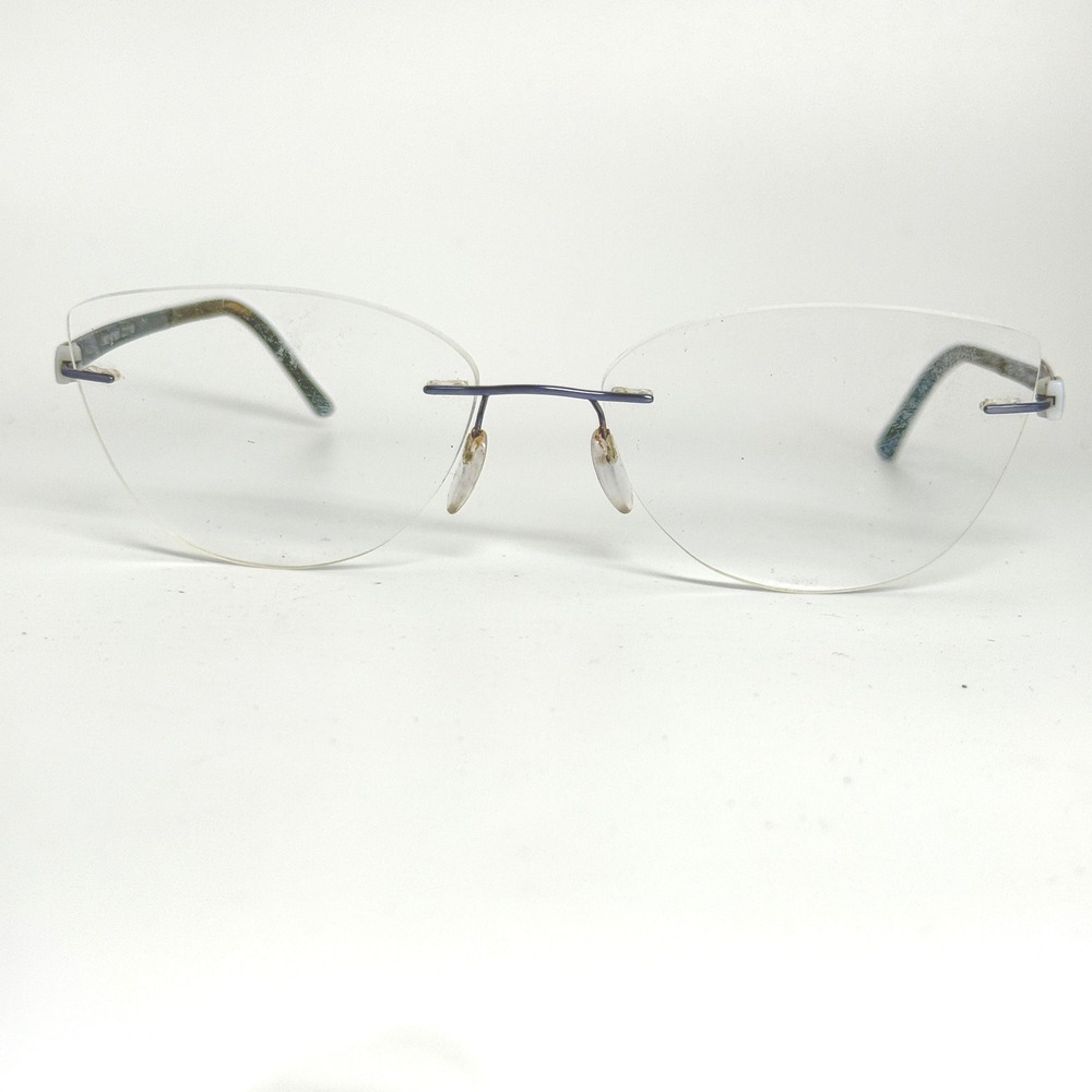 Silhouette 5452 40 6059 Rimless Cat Eye Eyeglasses Frames Silver Blue Austria